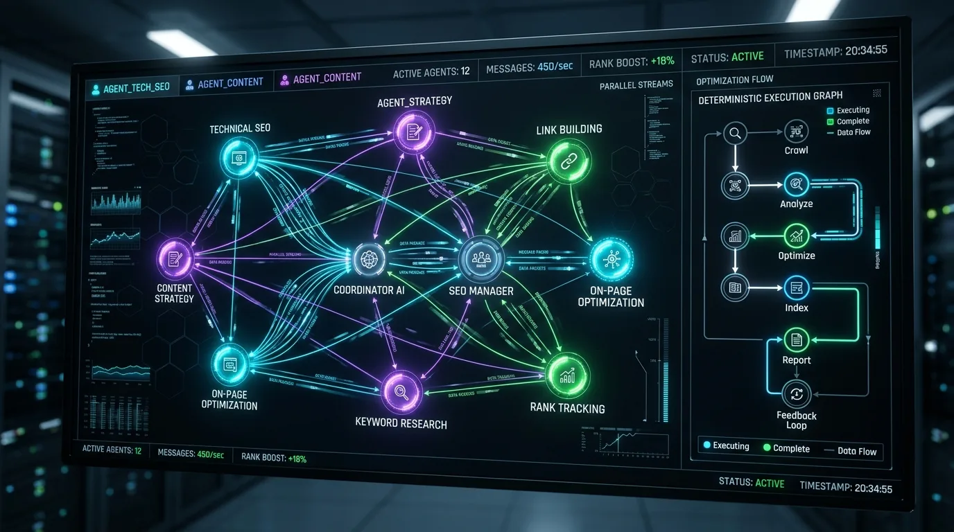 18 Specialist SEO Subagents Parallel Execution Network and Deterministic Graph